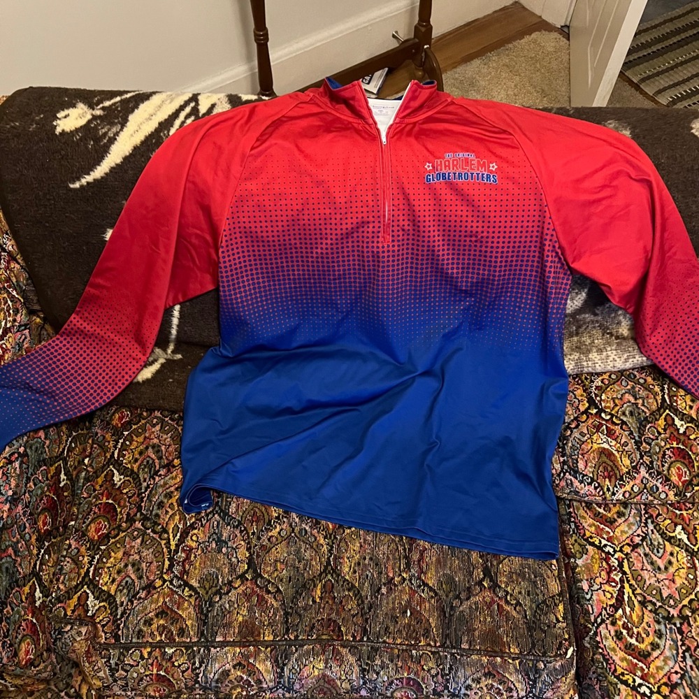 Champion Harlem Globetrotters Quarter Zip Pullover Red Blue Gradient Mens 2XL
